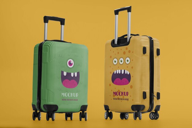 PSD monster luggage mockup design