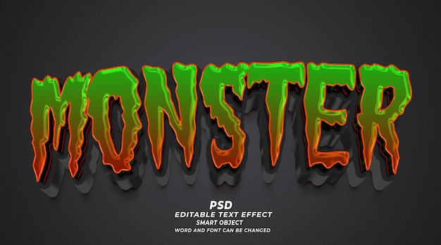 Monster psd 3d bewerkbaar teksteffect photoshop-sjabloon