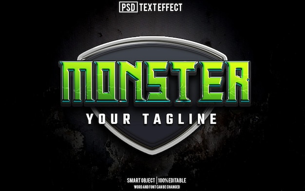 monster tekst effect lettertype bewerkbare typografie 3d tekst