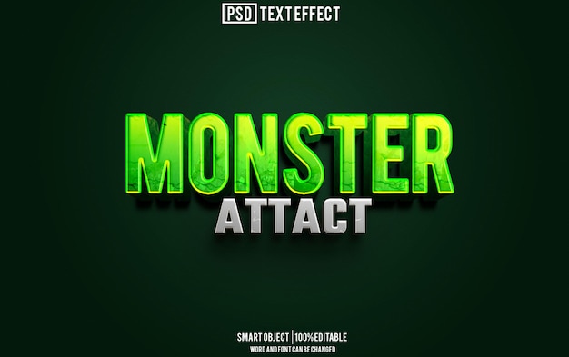 monster text effect font editable typography 3d text