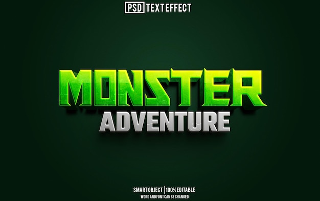 monster text effect font editable typography 3d text