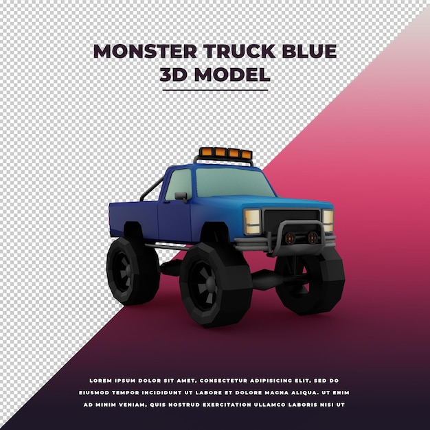 PSD monster truck blue 3d isolated