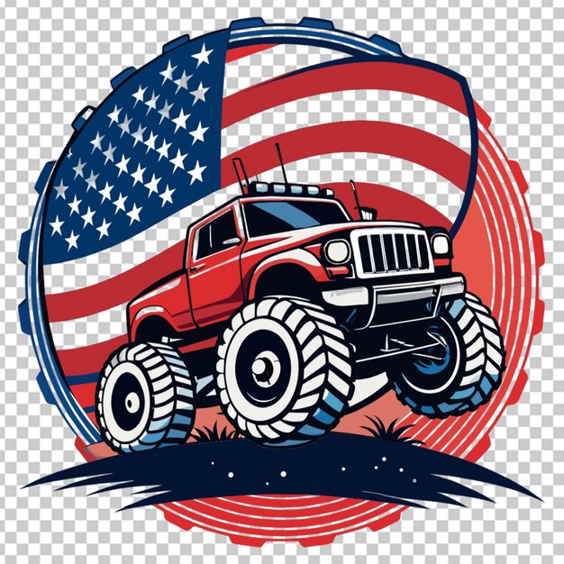 PSD monster truck with american flag on its front