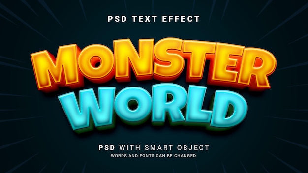 PSD monster wereld tekst effect