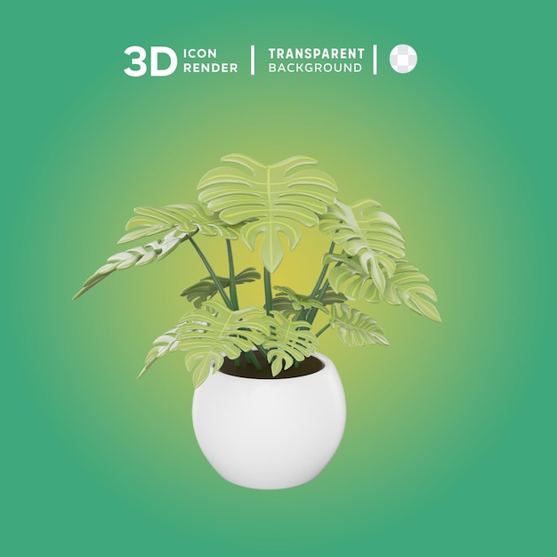 PSD monstera 3d illustration rendering 3d icon colored isolated