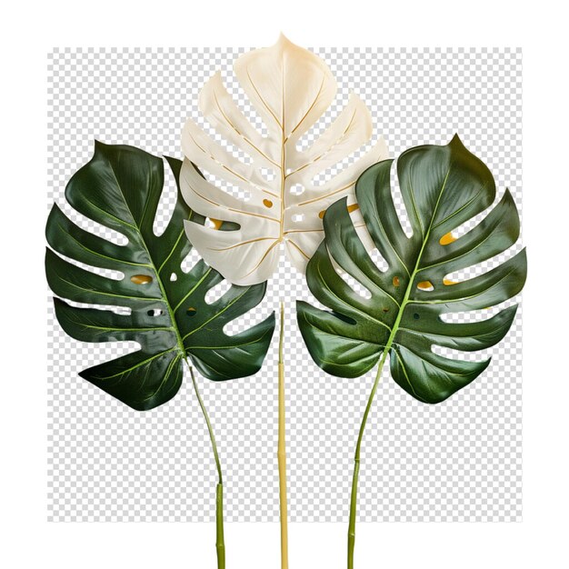 Листья monstera deliciosa, выделенные на прозрачном фоне