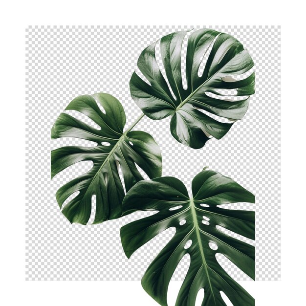 Foglia di monstera deliciosa isolata su sfondo trasparente