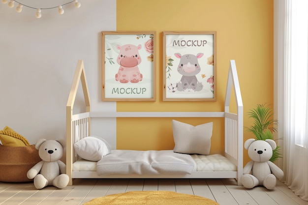 PSD montessori bed interior design mockup