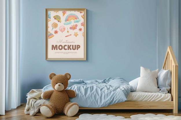 PSD montessori bed interior design mockup