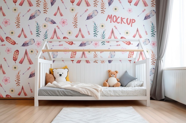 PSD montessori bed mockup design