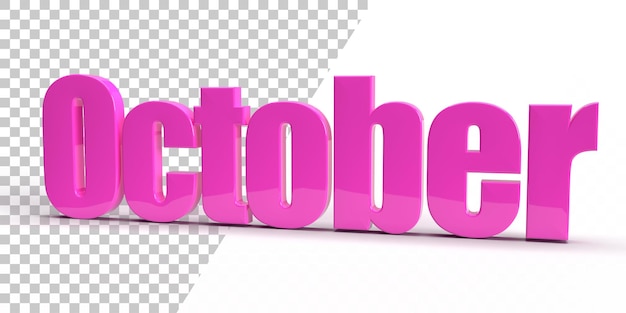 The month of October 3d rendering calendar concept highquality illustration