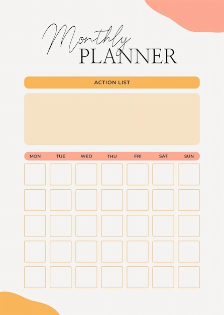 PSD monthly planner printable template