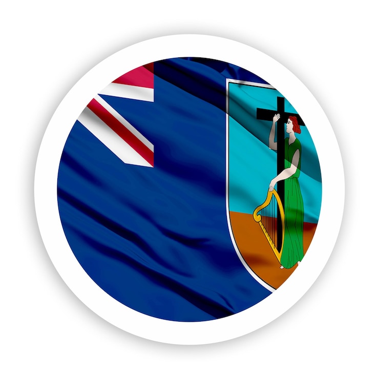 PSD montserrat waving flag with white rounded circle frame