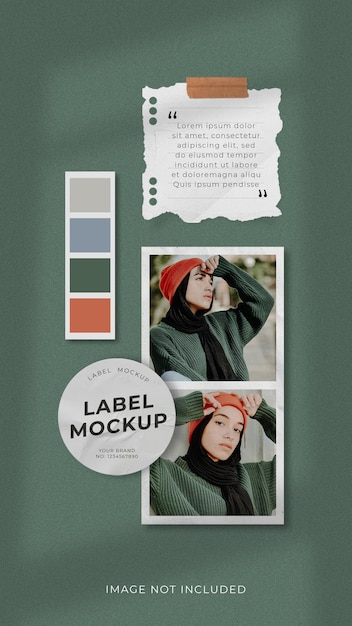 Mood board mockup template for instagram story