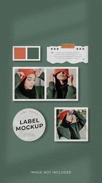 Mood board mockup template for social media story