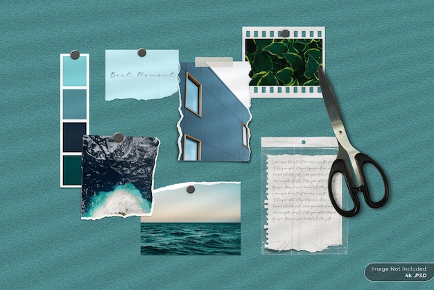 PSD moodboard mockup met plastic textuur