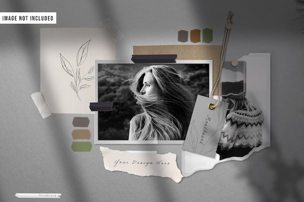 PSD moodboard con foto mockup