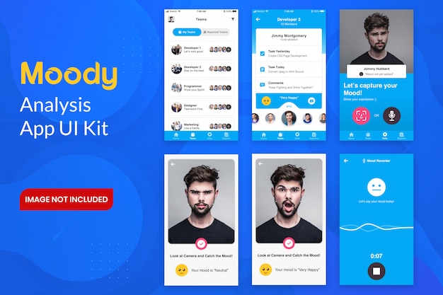 PSD Набор пользовательского интерфейса moody analysis app