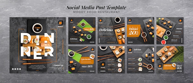 PSD moody food restaurant social media