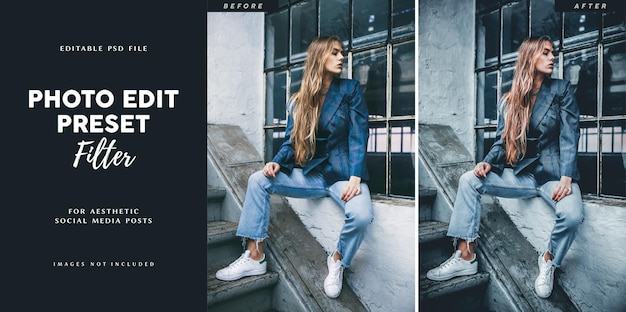 Moody foto modifica filtro instagram preimpostato per la modellazione di moda