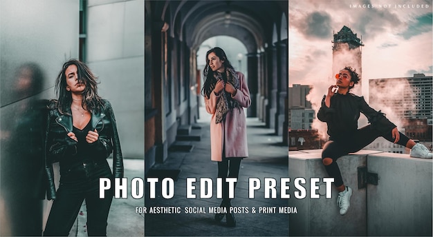 Moody photo edit preset filter for fashion brochure magazine cover