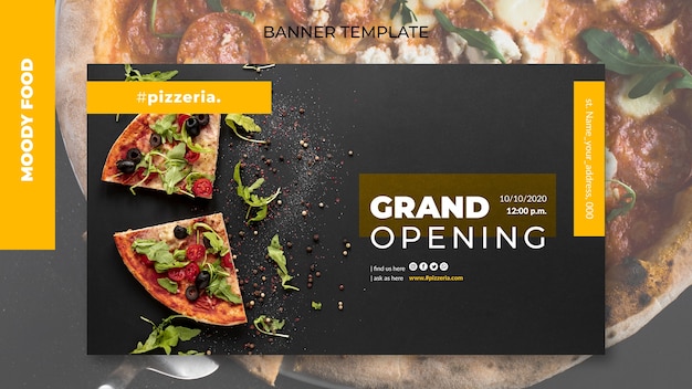 Moody restaurant eten banner sjabloon mock-up