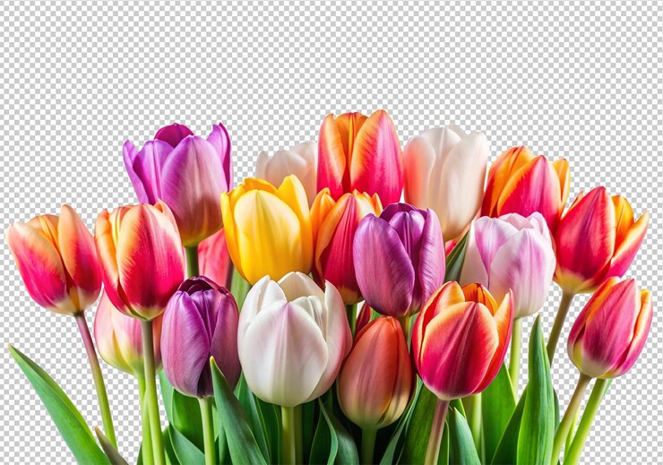 PSD mooi boeket bloemen geïsoleerd op een doorzichtige achtergrond