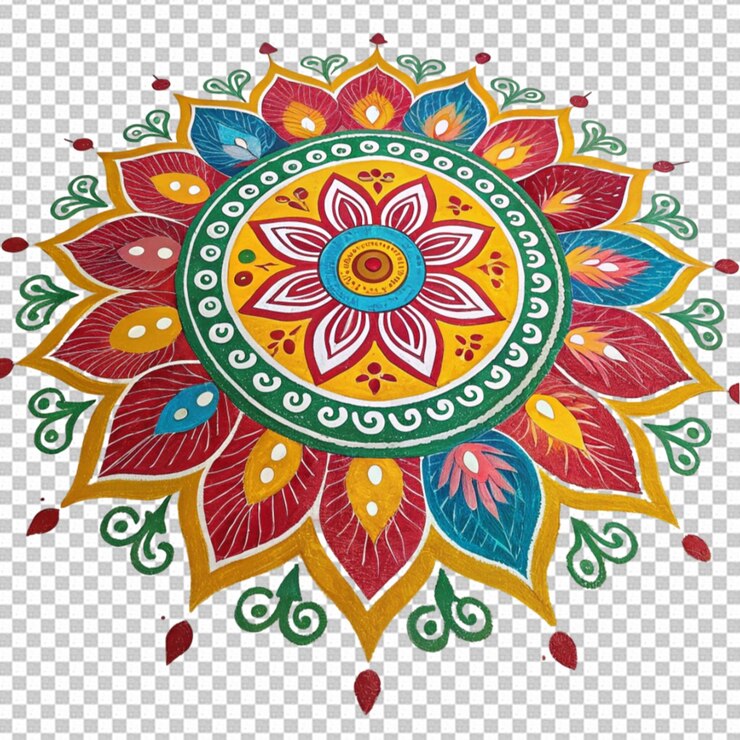 PSD mooi diwali rangoli ontwerp geïsoleerd op transparante achtergrond