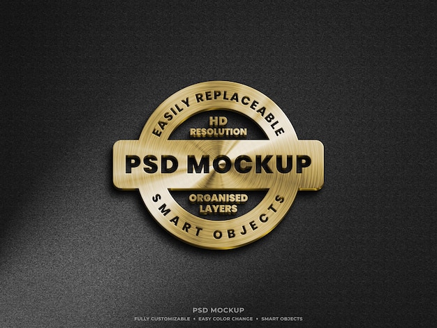 PSD mooi gouden metallic logo mockup-ontwerp