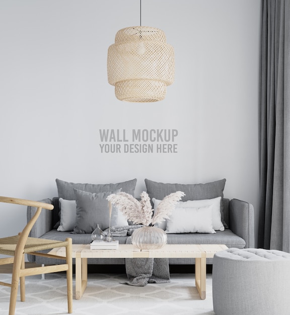 PSD mooi interieur woonkamer muur mockup