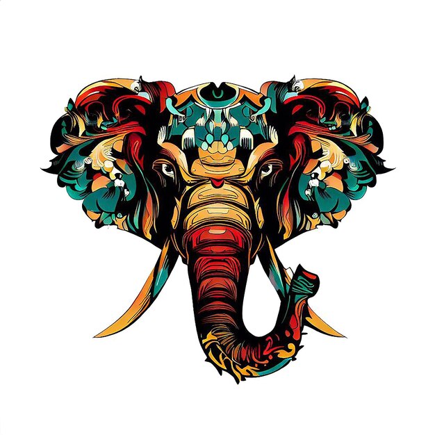 Mooi portret kleurrijke olifant olifant pictogram avatar ai vector illustratie afbeelding behang