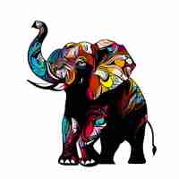 PSD mooi portret kleurrijke olifant olifant pictogram avatar ai vector illustratie afbeelding behang
