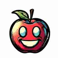 PSD mooi portret lachend apple-pictogram ai vector kunst digitale afbeelding