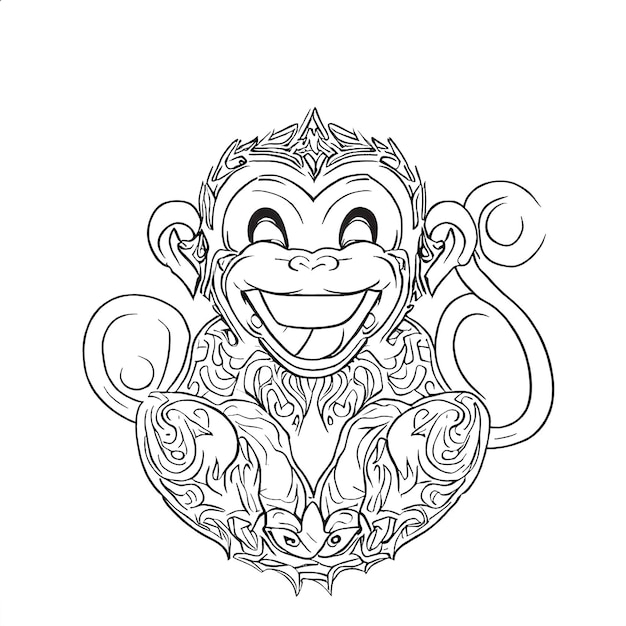 PSD mooi portret monkey icon avatar ai vector illustratie afbeelding behang
