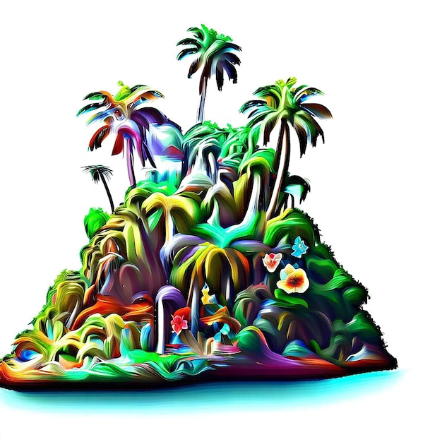 Mooi portret van een eiland met palmbomen avatar emoji ai vector kunst digitale afbeelding