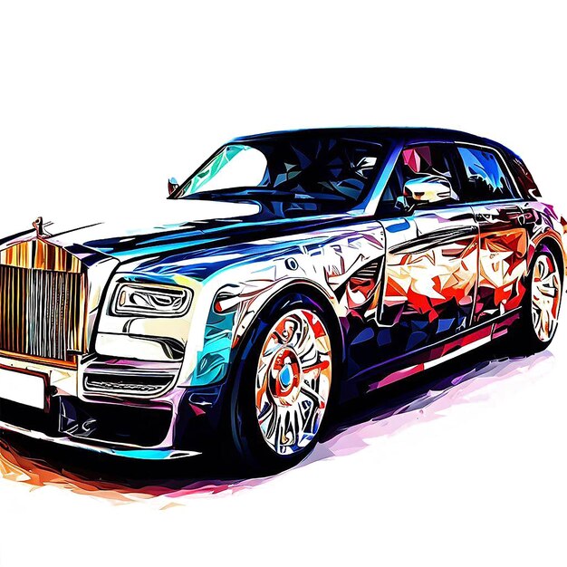 PSD mooi portret van een rolls royce voertuig auto limousine ai vector kunst digitale afbeelding