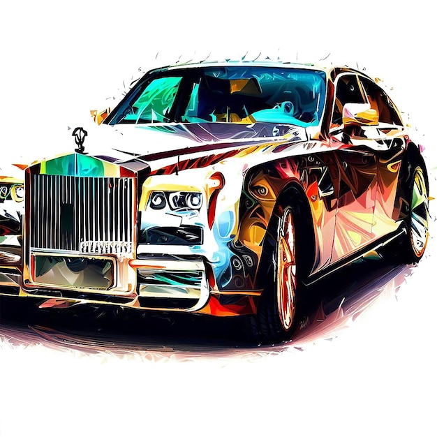 Mooi portret van een Rolls Royce voertuig auto limousine ai vector kunst digitale afbeelding