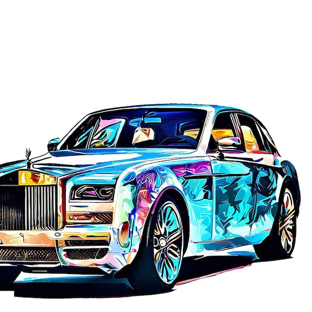 Mooi portret van een Rolls Royce voertuig auto limousine ai vector kunst digitale afbeelding