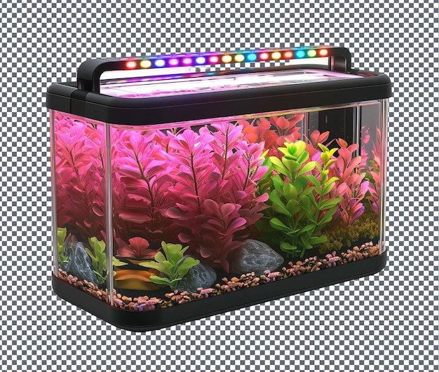 PSD mooie bio-luminescerende aquariumkit geïsoleerd op een doorzichtige achtergrond