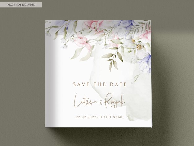 PSD mooie bruiloft uitnodigingskaart met elegante vintage bloemen