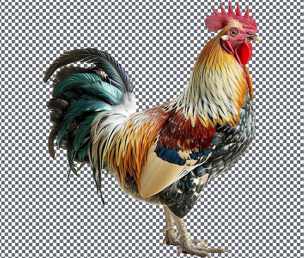 Mooie crestedi gallo geïsoleerd op een doorzichtige achtergrond