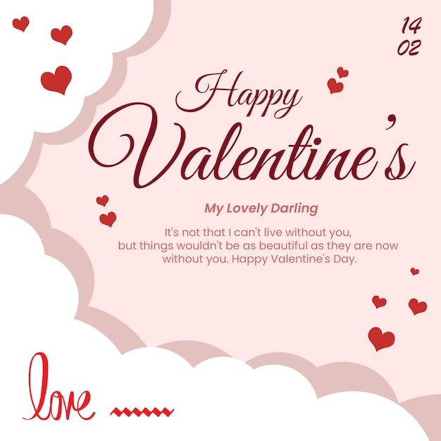 Mooie eenvoudige Valentijnsdaggroet Instagram Post