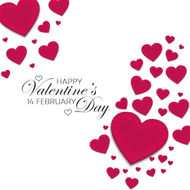PSD mooie gelukkige valentijnsdag met realistische harten