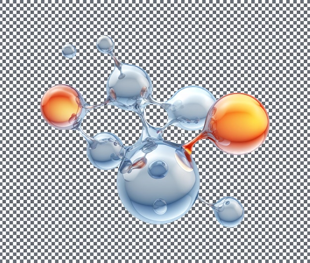 Mooie glanzende essentie vloeibare 3d bubbels geïsoleerd op transparante achtergrond