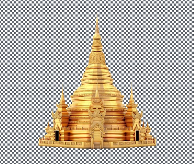 PSD mooie gouden pagode geïsoleerd op een doorzichtige achtergrond