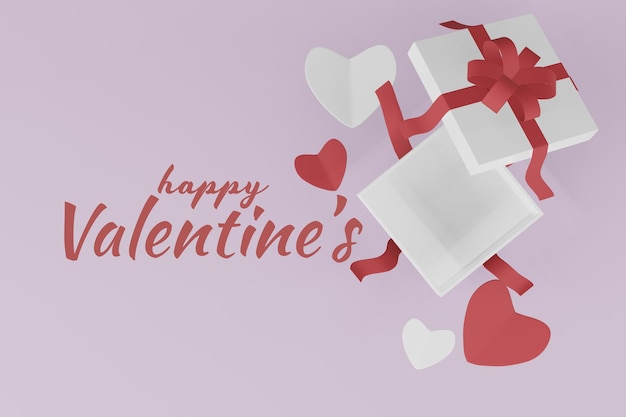 PSD mooie happy valentines day geschenkdoos concept in 3d-rendering