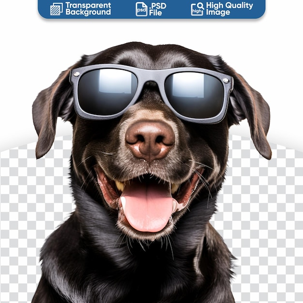 PSD mooie hond met zonnebril. gelukkige labrador retriever is klaar voor het zomerstrand.