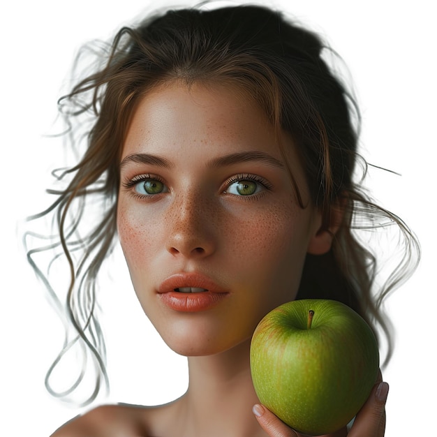 Mooie jonge vrouw met een groene appel