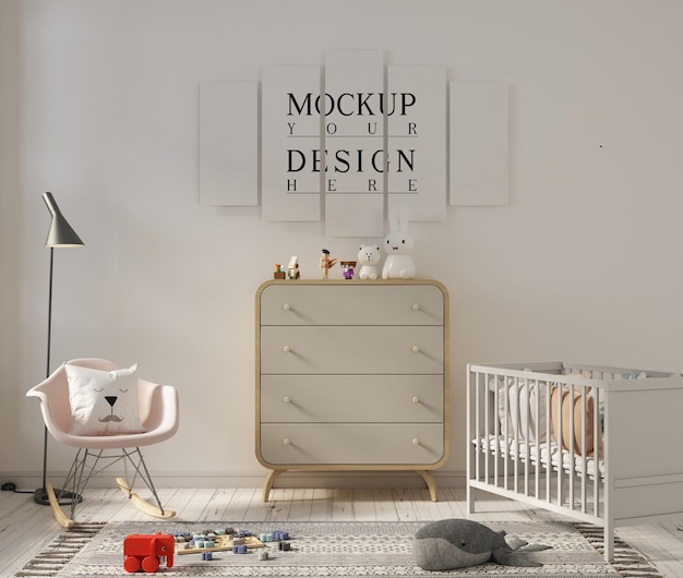 Mooie kinderkamer met mockup-poster