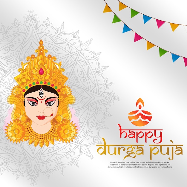 Mooie klassieke Happy Durga Puja Festival groetingskaart achtergrond